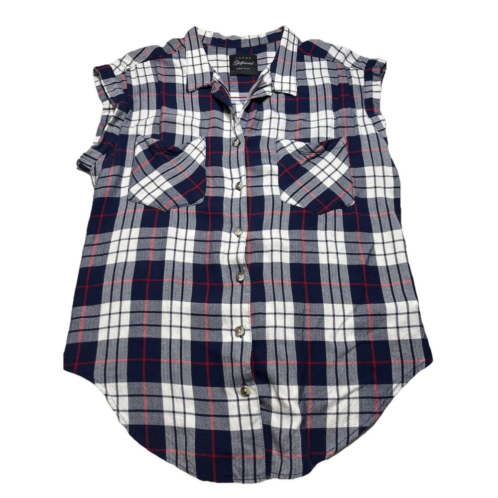 Jachs Girlfriend Plaid Sleeveless‎ Button Up Top Womens Small Western Cowgirl